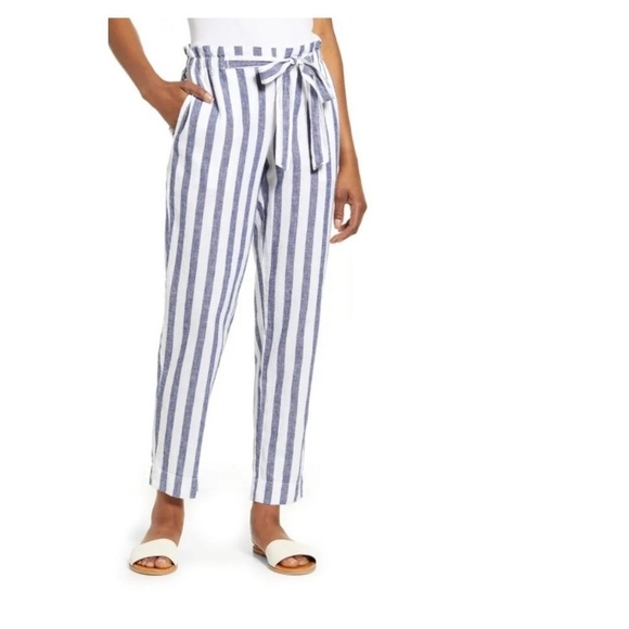 Beach Lunch Lounge pull on elastic waist pants linen cotton boho tie wai… - Picture 1 of 13